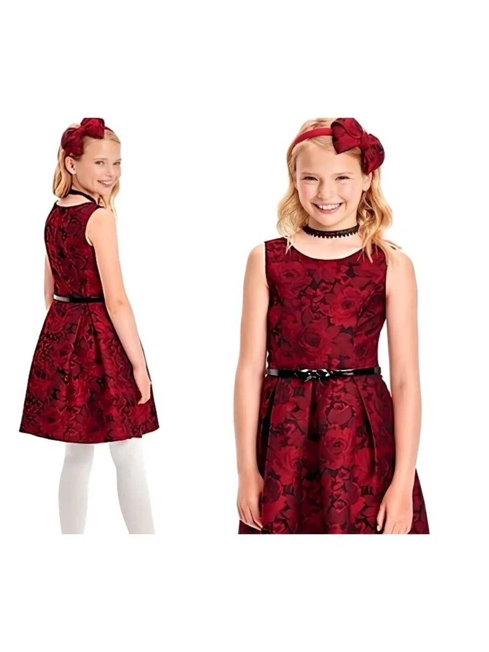 Girls Rose Foral Special Occasion Woven Holiday Dress Party Wedding Formal 12